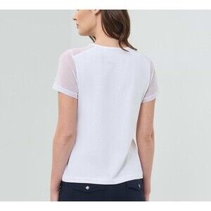 Anatomie Melissa White Mesh Shirt Short Sleeve Top Wrinkle Free Sz XS